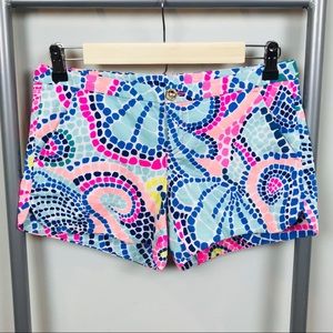 Lilly Pulitzer tile wave Shorts blue Sz O XS NWOT